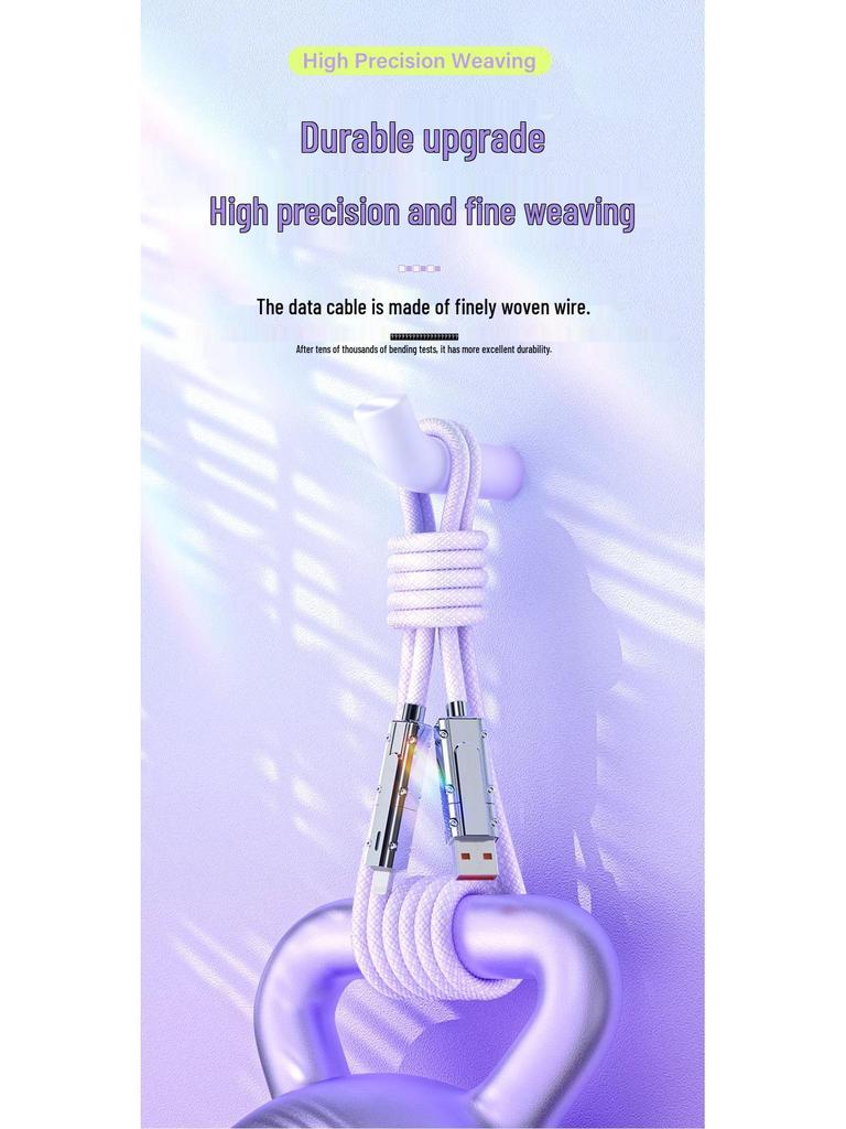 4-in-1 Braided Type-C Fast Charging & Data Cable for Mobile Phones