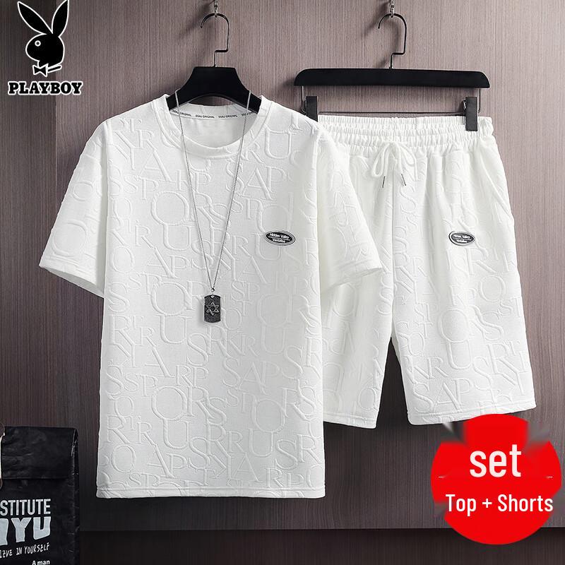 PLAYBOY Men s Ice Silk T-Shirt & Shorts Set XL