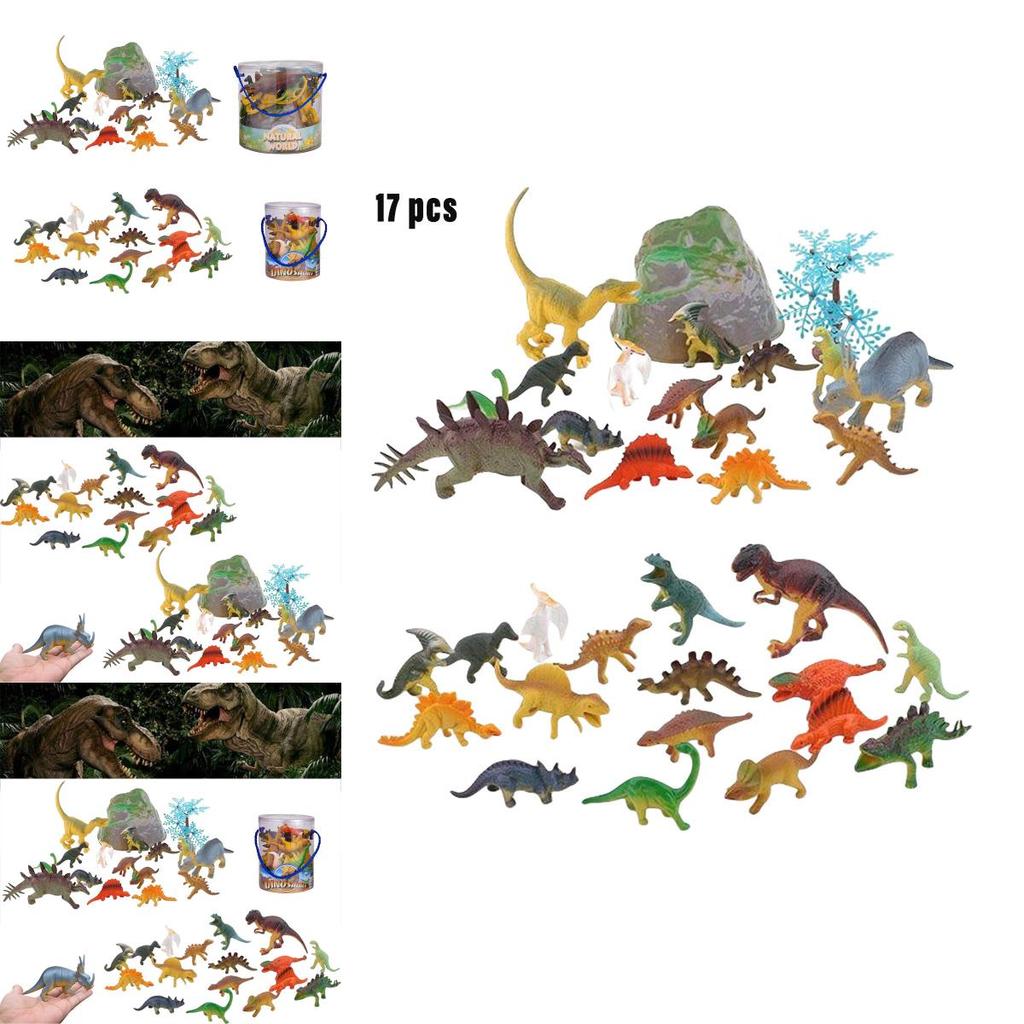 Dinosaur Model Toy Set Jurassic Plastic Tyrannosaurus Rex 17 Pieces Included!