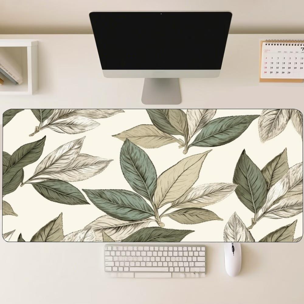 Minimalist Green Leaf Botanical Large Extended Gaming Mouse Pad Non Slip Rubber Base Desk Mat For Pc Laptop Gaming Desktop Setup