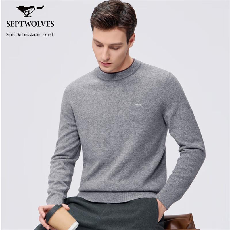 Seven Wolves Herren Kaschmir-Mischung Rundhals Pullover