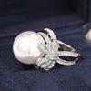 925 Sterling Silver Cubic Zirconia Bow Pearl Rings for Women Engagement Wedding Luxury Trendy New Female Rings