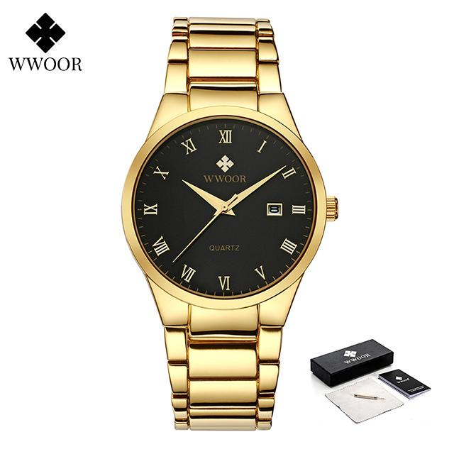 WWOOR Top Luxury Watch For Men 3ATM Waterproof Stainless Steel Date Clock Sport Men's Watch Quartz Wristwatch Relogio Masculino
