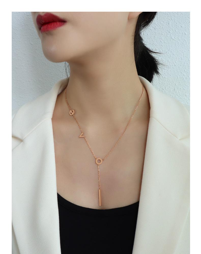 Korean 18K Gold Plated Titanium Love Pendant Necklace for Women - P025