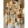 Waffle- Crewneck Sweatshirt with Cute Dog Breed Prints, a Full-print Design, and a Hood, Suitable for Casual Attire and Casual Swear