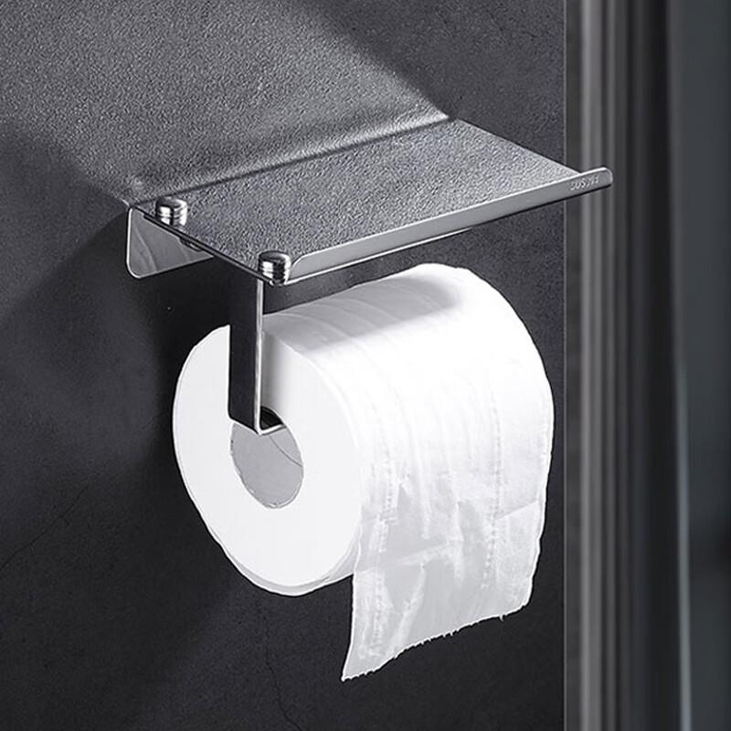 HAISTIKE No-Drill 304 Stainless Steel Toilet Paper Holder with Phone Shelf