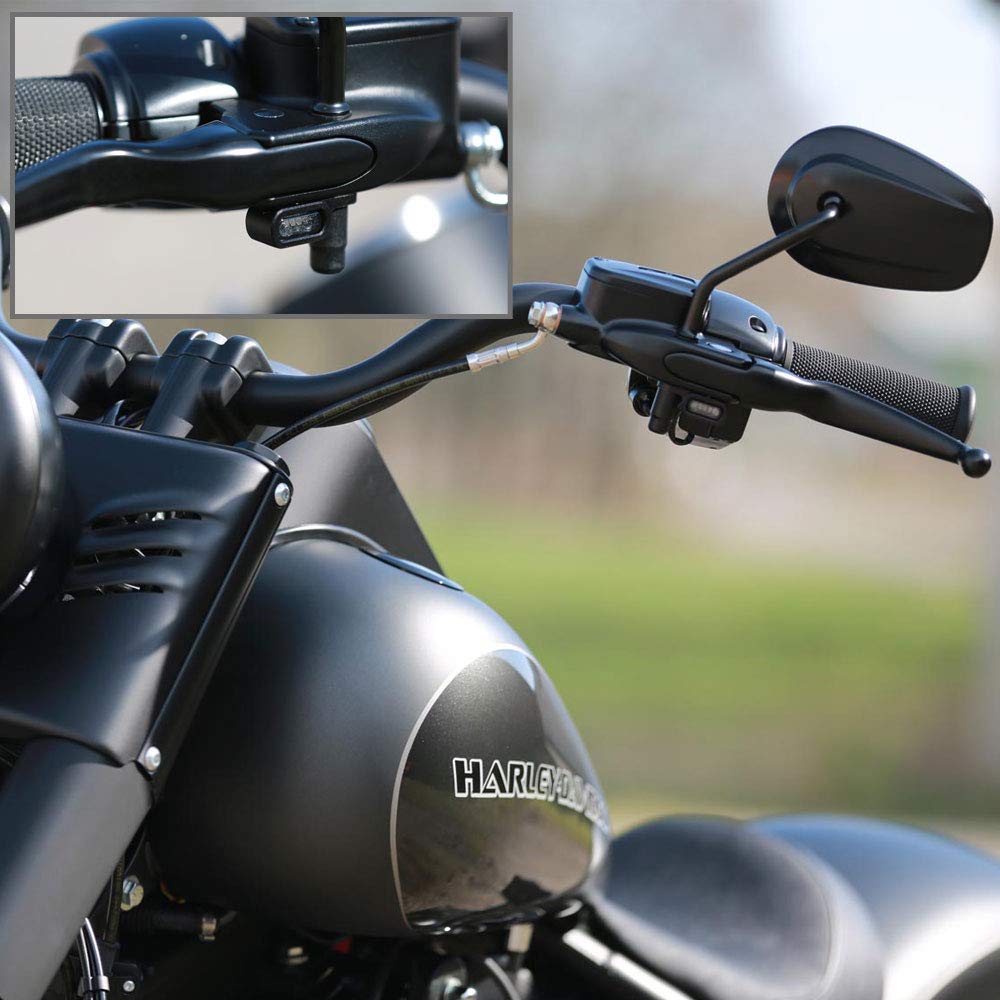 Rise Corporation Harley Sportster Softail Dyna LED Relocation Micro Mini Turn Signal Black Body Amber Lens for XL883 XL1200