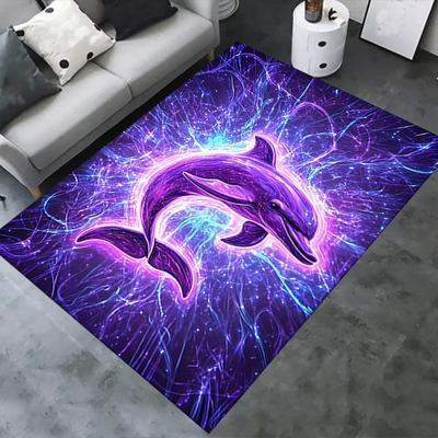 Electric Dolphin Chair Mat: Office Carpet, Oversized Rug for Home Decor, Sofa Mat, Desk Pad Gift Suitable for Bedroom, Living Room, Any Room