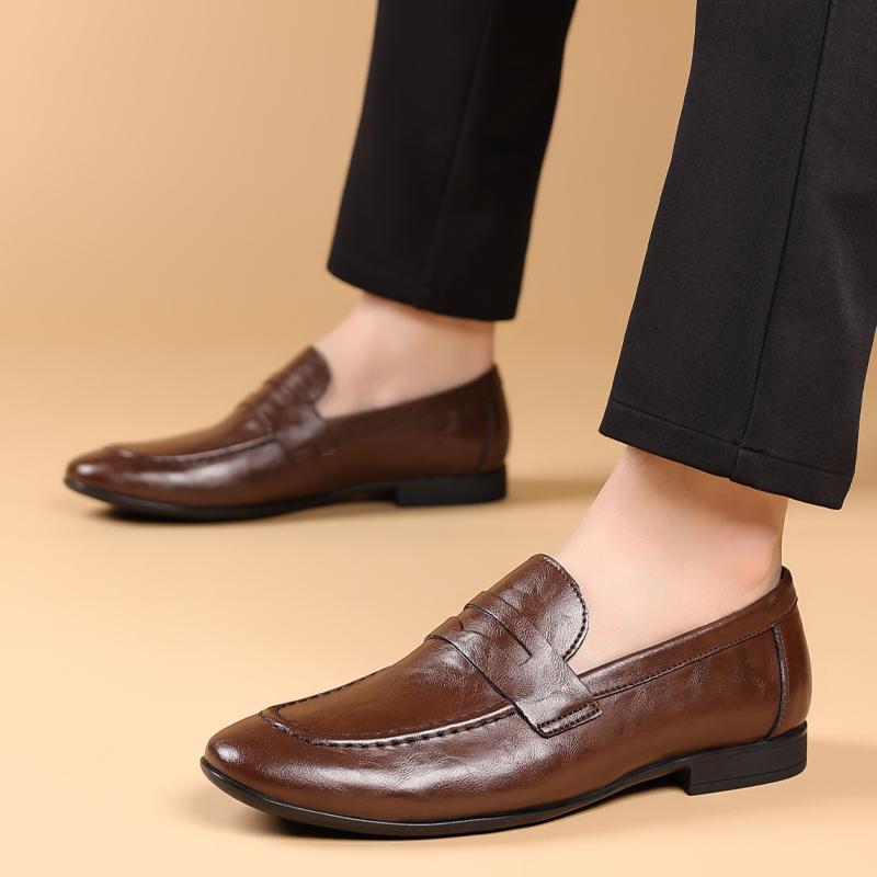 Fashion Man Lightweight  Casual Leather Loafers Fashion Outdoor Driving Office Footwear Casual Business Dress Shoes Slip On Walking Shoe