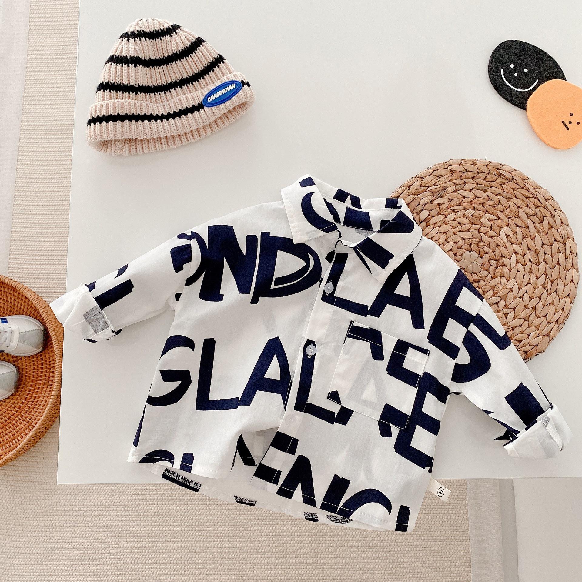 Boys Korean Striped Long Sleeve Shirt Thin Spring Autumn Baby Fashion Top Jacket 80