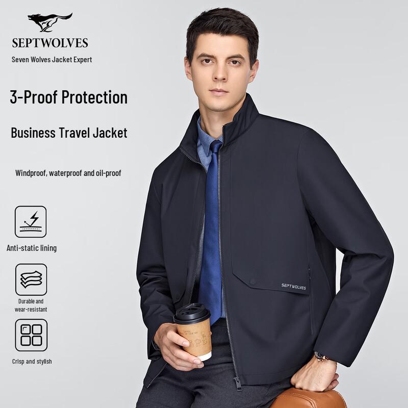 Septwolves Men s Casual Stand Collar Jacket 3XL