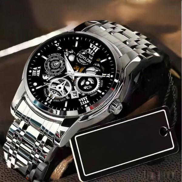 Men's Fully Automatic Mechanical Waterproof Glow-in-the-dark Calendar Trend Student Belt Watch Hollow Quartz Business
