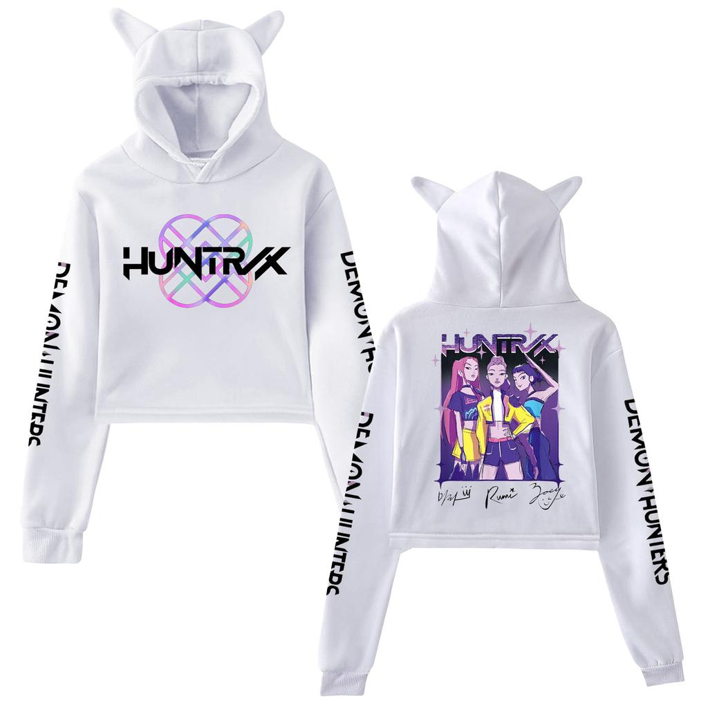 Kpop Dämonenjäger Crop Tops Damen Sweatshirt Langarm Mädchen Mode Hoodie