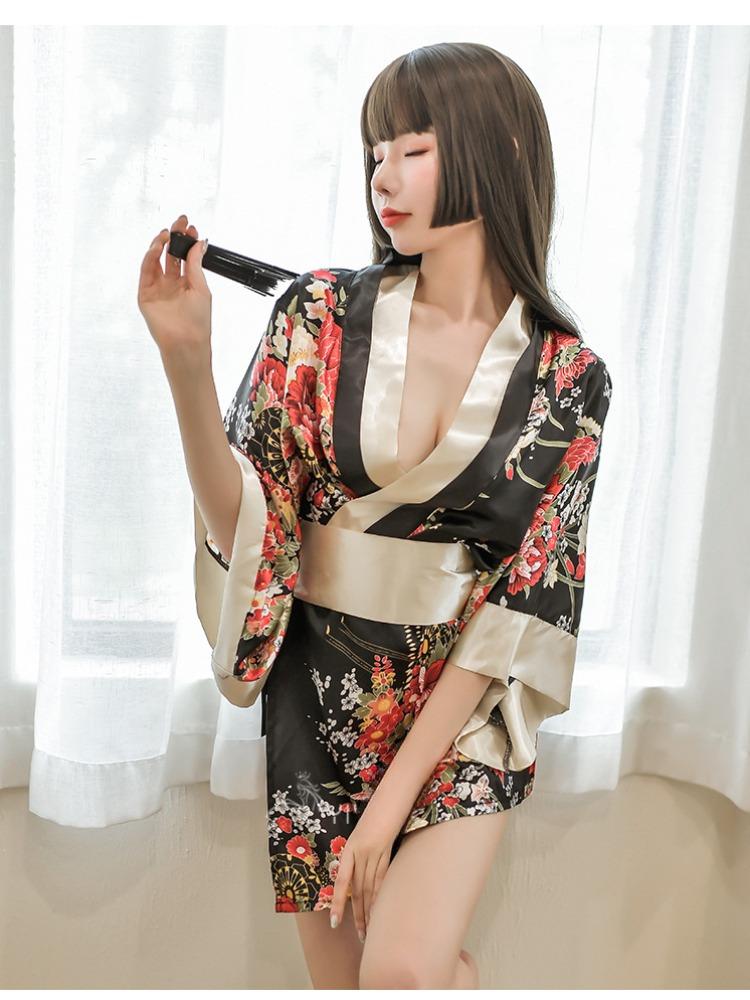 Japanese Kimono Red Uniform Cosplay Sexy Lingerie Waist Belt Pajama Temptation Costumes Pajamas For Women Underwear Sex Dress