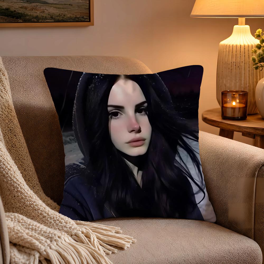 Hot Singer LLana DDel RReyS Pillow Case Soft Plush Cushion Cover Double Print and Invisible Zipper for Sofa Home Car Use