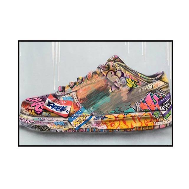 Klassiskt modetrend Sportskor Basketskor Gatagraffiti Väggkonstaffisch Heminredning Oljemålning