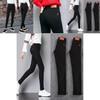 Black Skinny Pants For Women With Polyester Fabric Slim Fit High Waist Casual Trousers