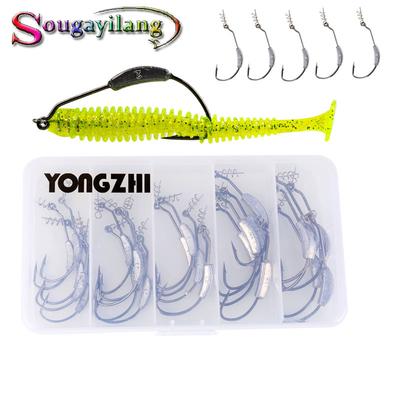 25 peças de anzol de pesca manivela farpada chumbo offset isca ganchos macios isca pino equipamento acessórios conjunto