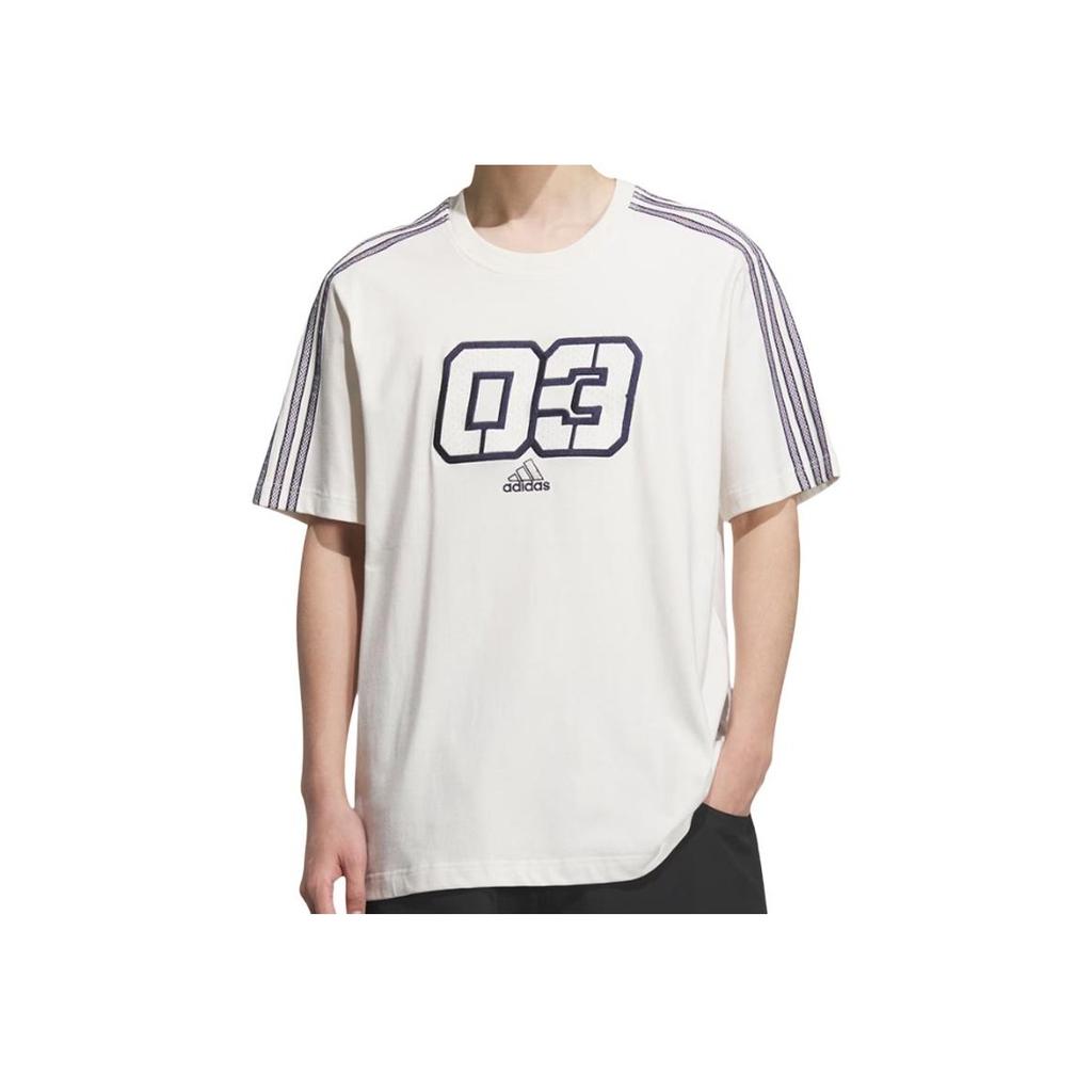 Adidas SS25 Striped Sports Casual Crew Neck Short Sleeve T-Shirt Men Tops Off-White JX2634