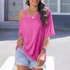Women's Clothing European and American Cross-Border Summer New Loose Casual One-Shoulder Off-The-Shoulder Loose Short-Sleeved Women's T-Shirt