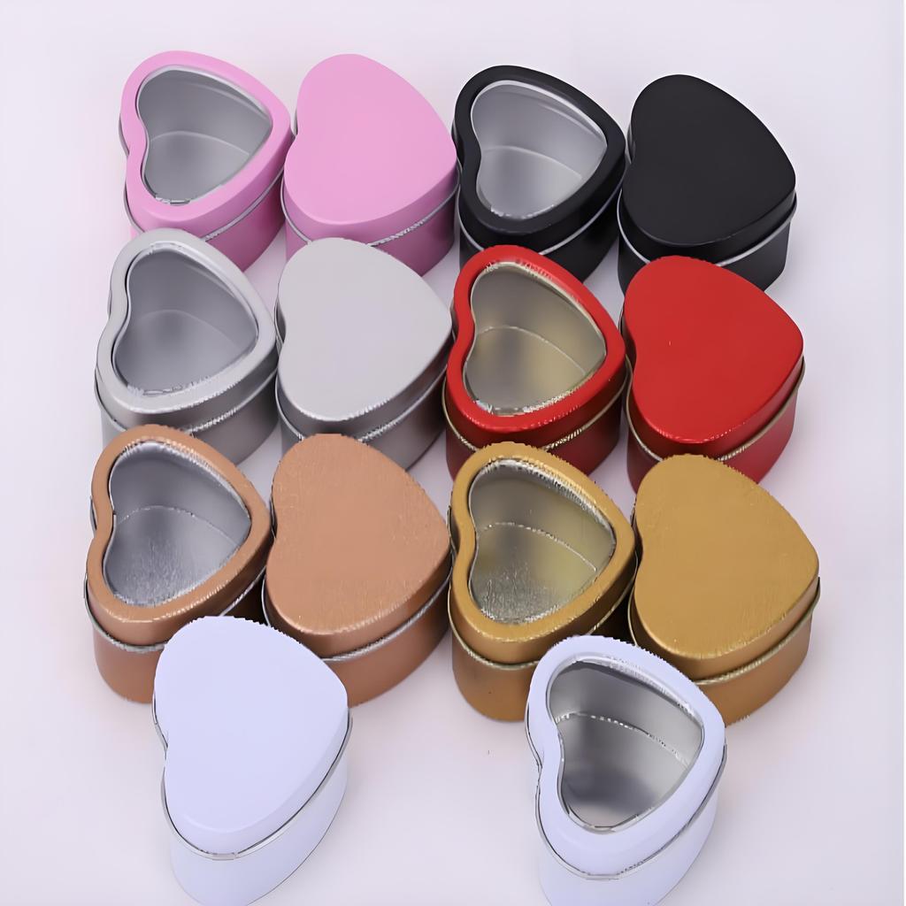 1Pc Heart Shape Aluminum Tin Jar for Cream Balm Nail Candle Cosmetic Container Refillable Tea Cans Metal Box Candy Packaging Box