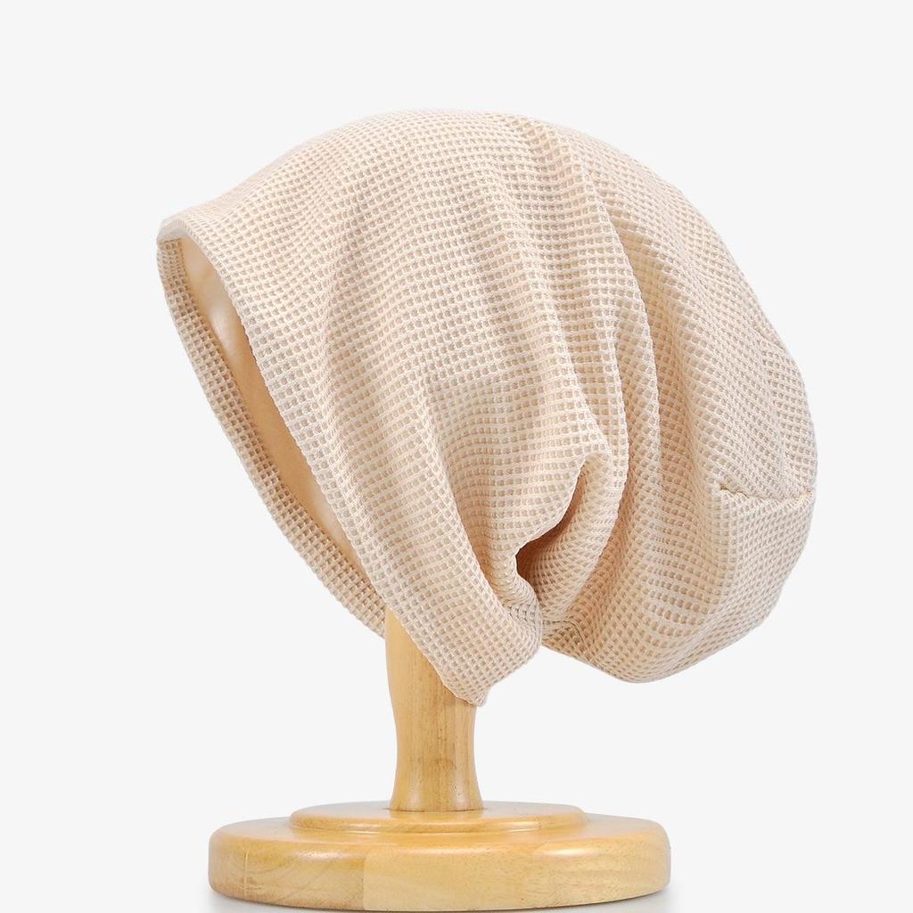 Damska japońska i koreańska czapka beanie z trójnożnym ptakiem: Lekka bawełniana czapka do spania typu wafel na wiosnę/lato