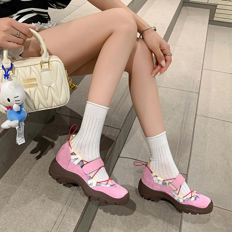 Versatile models are not tired of feet~ 6cm height increase casual Mary Jane shoes women's 25 trendy thick-soled sweet and cool one-word single shoes