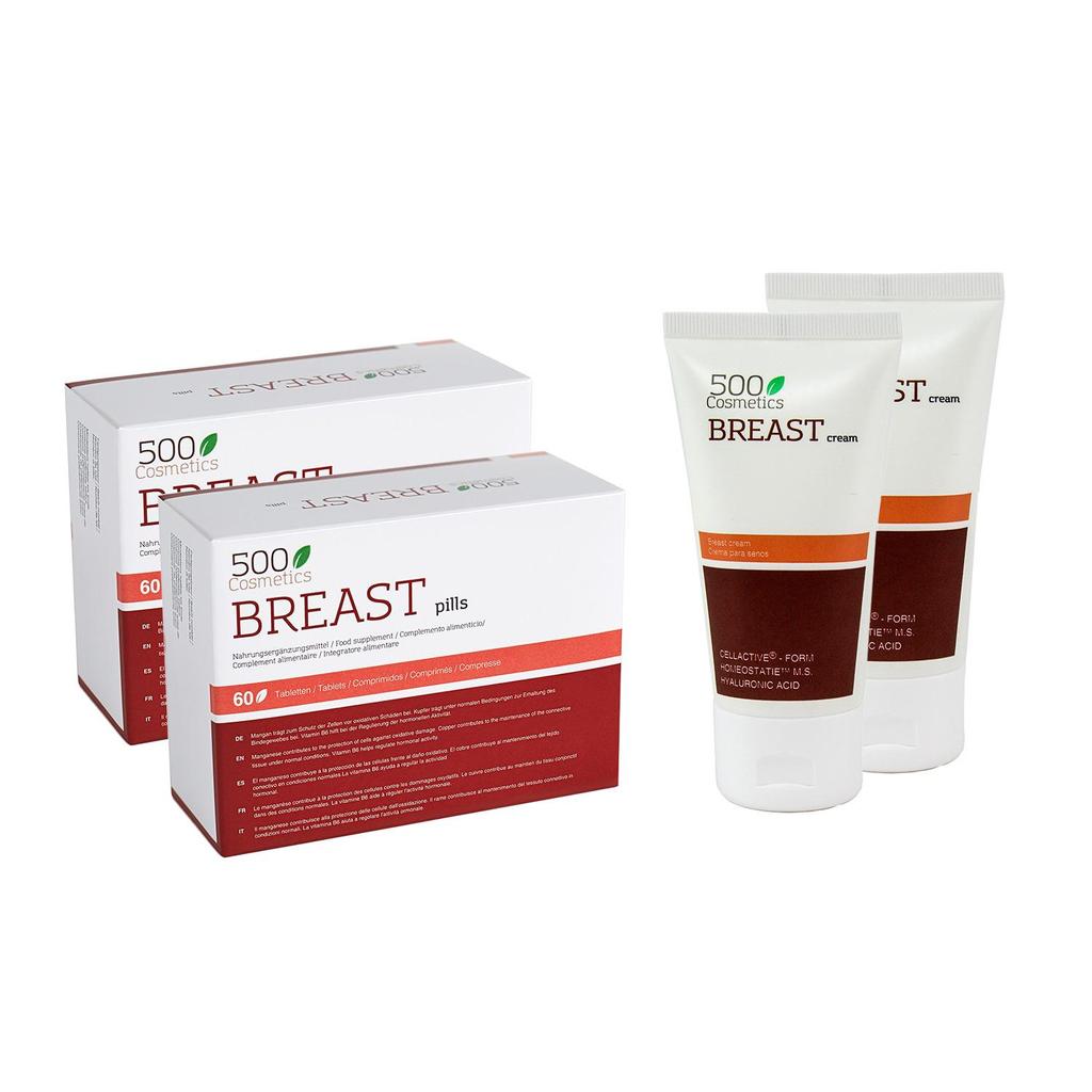 Packs 500Cosmetics Breast: Pills + Cream To Increase and Firm the Female Breast - 100% Natural Ingredients