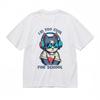 Men's T-shirt With Edgy Cool Cat Art Graphic White 100% Cotton Tops Summer USA
