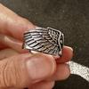 Retro Angel&Demon WIngs Adjustable Open Ring For Men Punk Gothic Edgy Jewelry Silver Color Bikers Accessories Vintage Gift