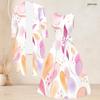 Women Plus Size Printed Two Piece Set Sleeveless Tie Waist Flared Dress 3 4 Sleeve Open Cardigan
