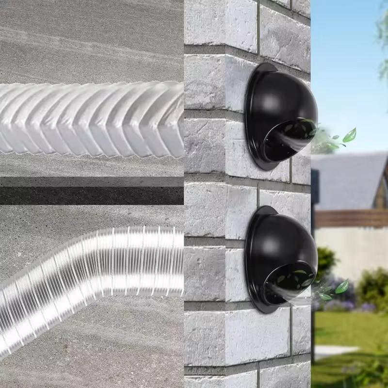 60 Mm ~ 200 Mm Stainless Steel Black Exhaust Hood Wall Wall Vent Cap with Built-in Fine Mesh Air Vent Outlet Grille Louvres