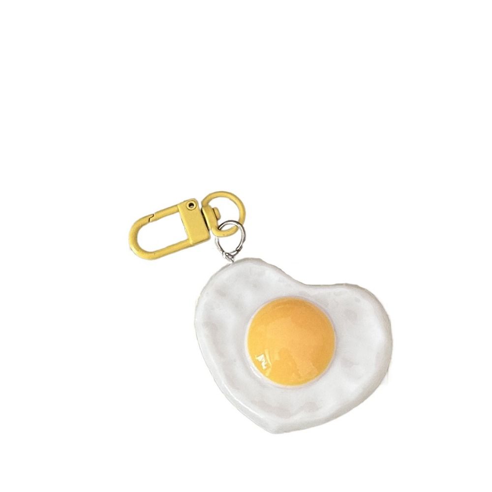 Love Shape Fried Eggs Key Chain Resin Heart Egg Doll Pendant Poached Egg Pendant Keyring  Girls