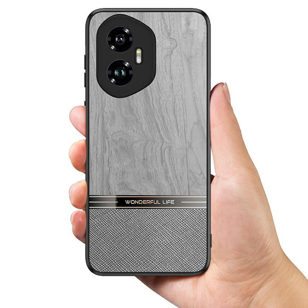For Honor 400 Pro 5G (Global) Case Wood Texture Leather+TPU Protective Phone Cover
