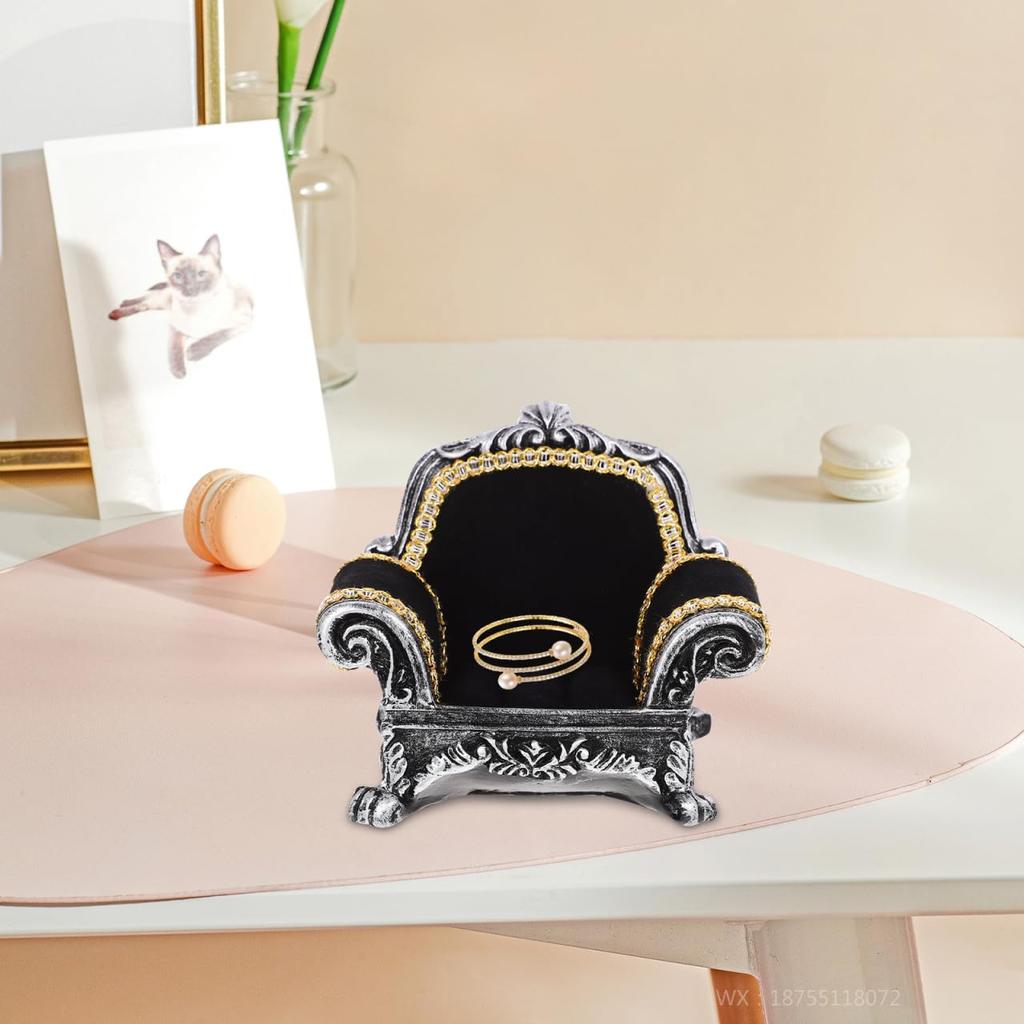 STOBOK Ring Jewelry Ring Display Jewelry Miniature Photography Ring Display Stand Stand, Sofa-Shaped, Black, Stand, Stand, Velvet-Look Storage,