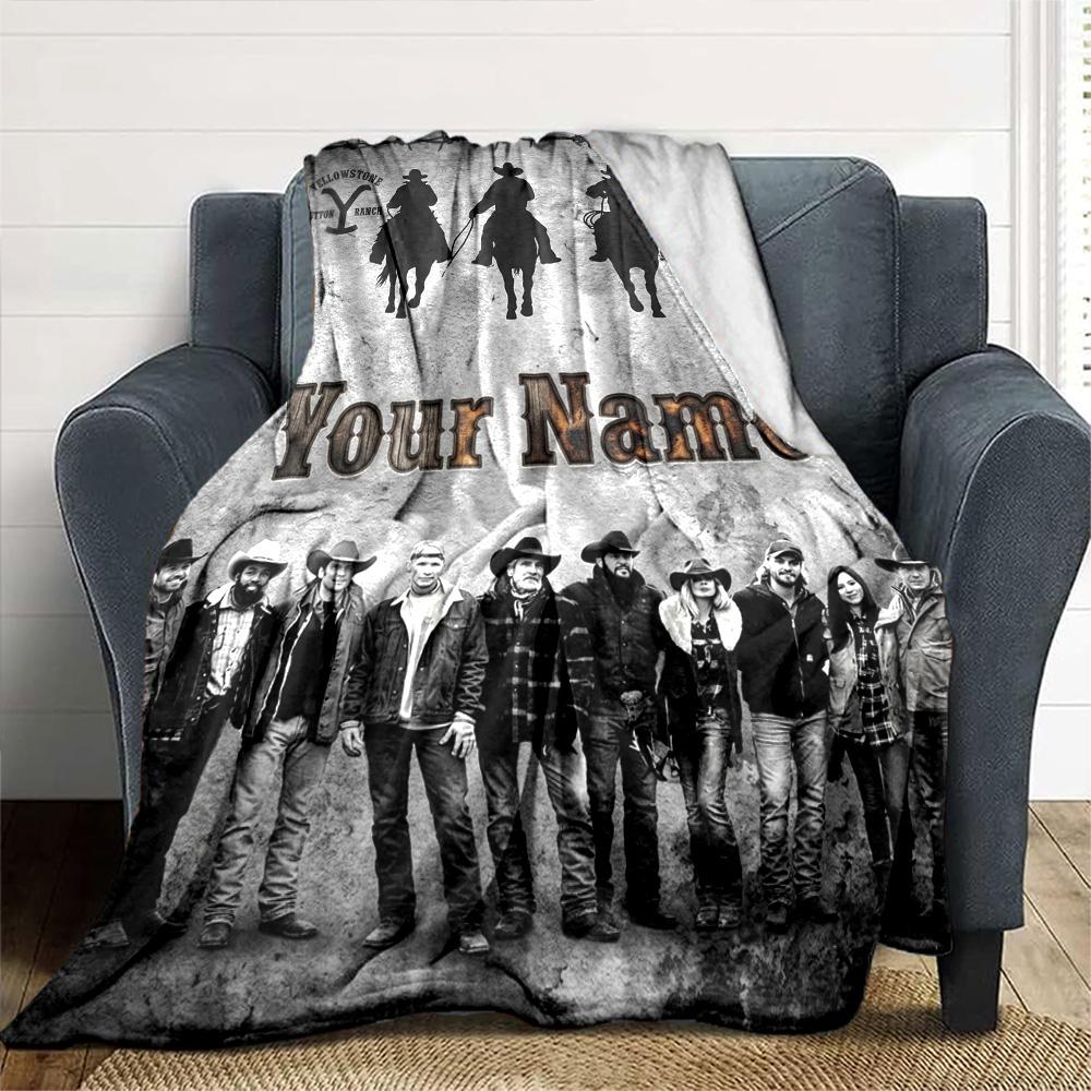Name Custom Yellowstone Print Flannel Blanket High Quality Warm Comfortable Cover for All Seasons Perfect for Gifts Home Decor
