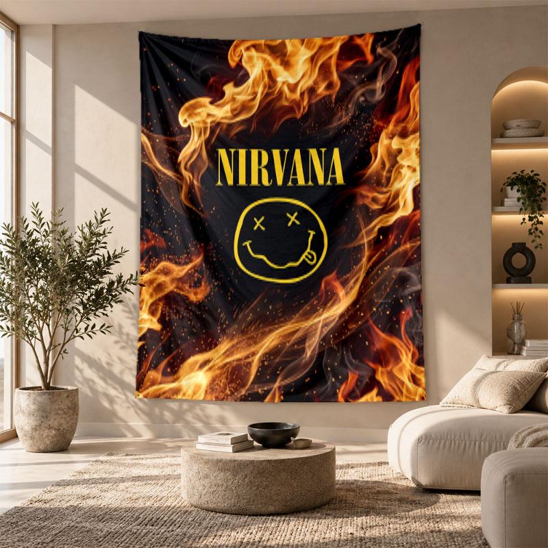 Decorative Tapestry,Nirvana Printed Wall Art, Lightweight Wall Hanging For Bedroom Background