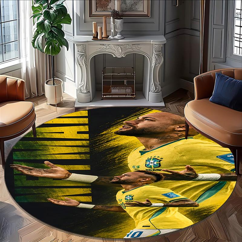 1pc Neymar8 Carpet, Round Rug, Comfortable, Suitable for Entryways, Living Rooms, Office, And Bedrooms, Christmas Decoration