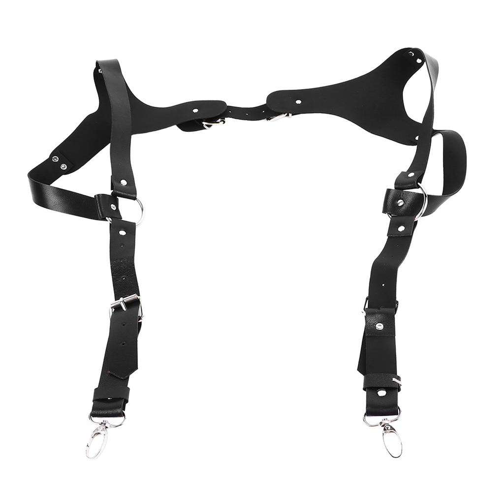 Men Suspenders Adjustable Sturdy Vintage Style PU Leather Renaissance Men Suspenders for Parties