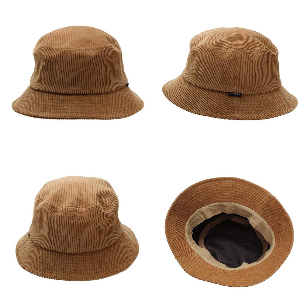 ICHIYON Corduroy Bucket and Mountaineering [14+ PLUS] Men's Hat, Fall/Winter Casual, Streetwear, Fishing, Camping, (ihat0481-be)