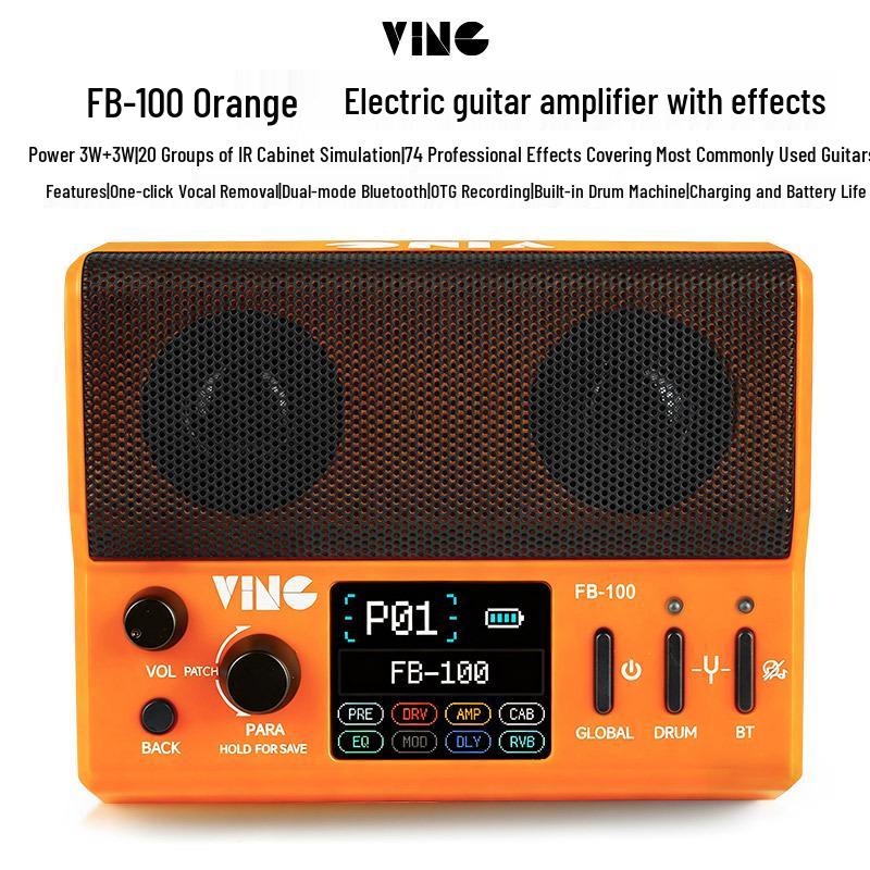 Ving FB100 Bluetooth Rechargeable Electric Guitar Amplifier with Multi-Effects, Portable for Outdoor Performances.