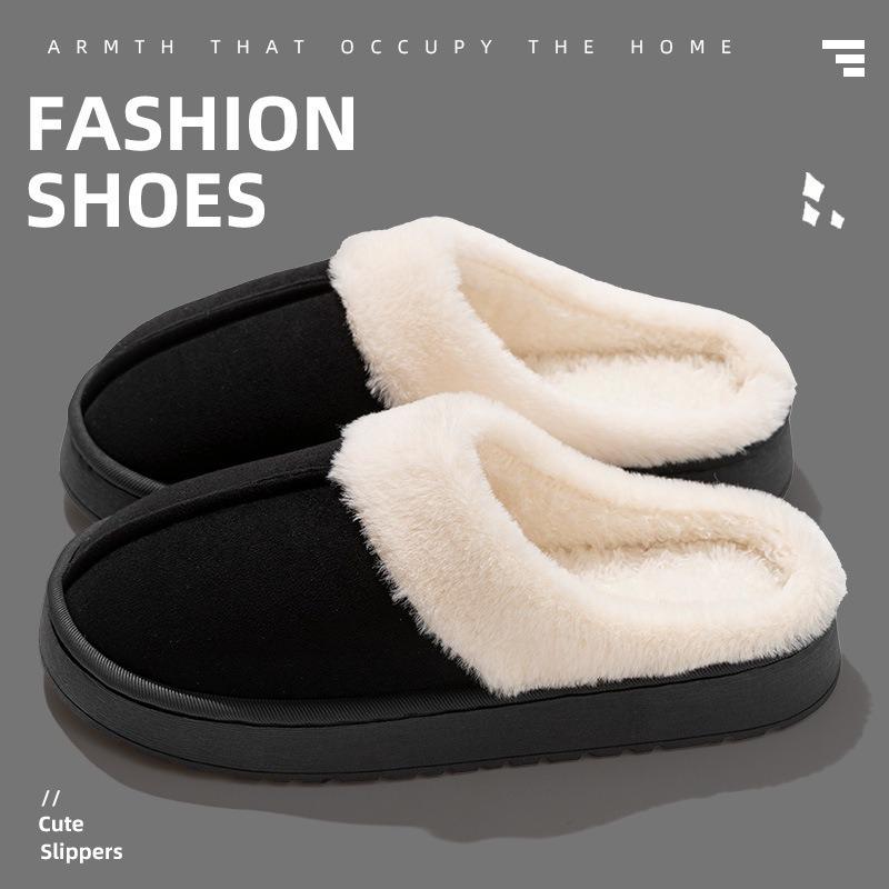 Couple Cotton Slippers Women's Autumn and Winter New Indoor Home Non-slip Thick Bottom Plush Warm Plush Slippers Men's