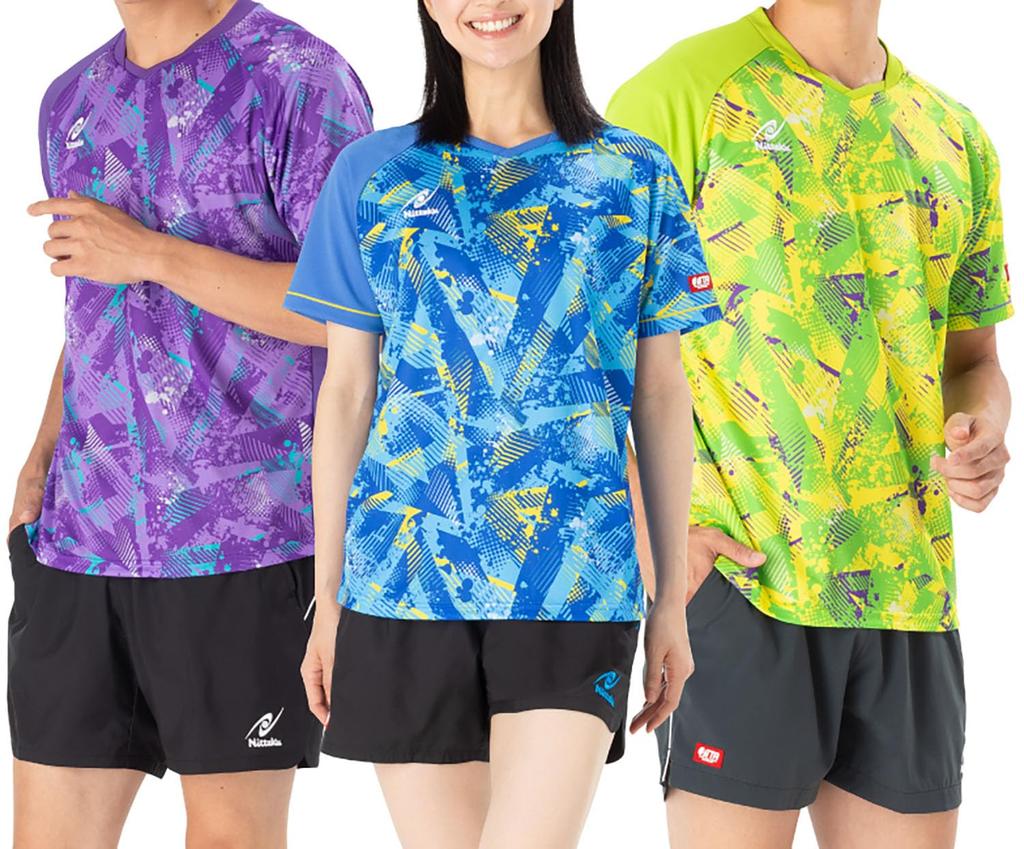 Nittaku Table Tennis Game Popping Sizes JTTA Light NW2227 Shirt, Shirt, Unisex, Sweat-wicking, Quick-drying, Stretch, 130cm-2XO, Approved, Blue,