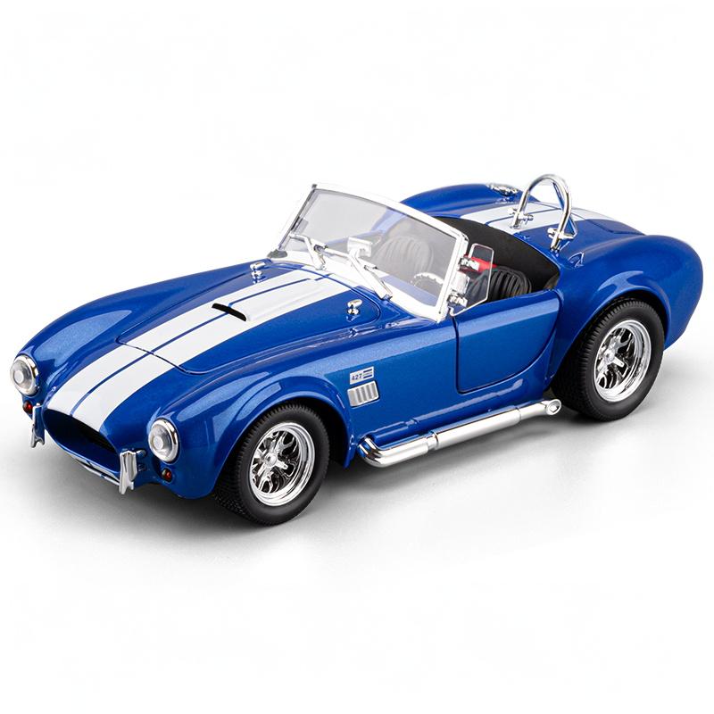 

1/24 Ford Shelby Cobra 427 Roadster 1965 S/C Classic Vintage Car Alloy Metal Diecast Model Car Sound & Light Pull Back Child Toy синій