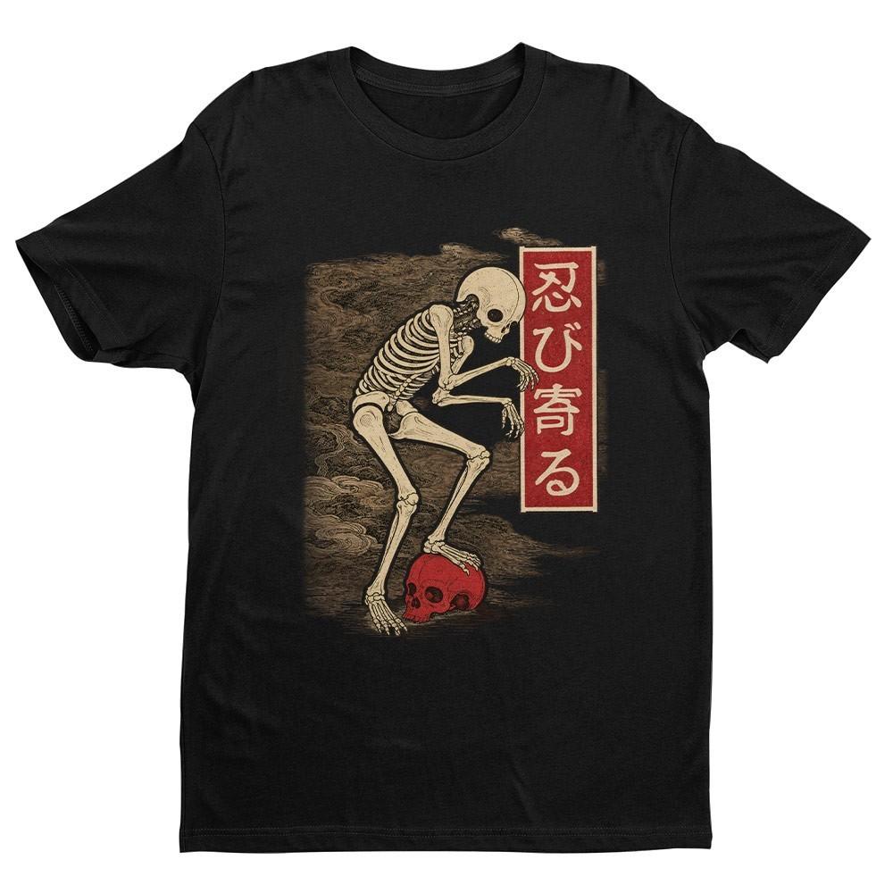 Retro Japanese Creep Skull Unisex T-shirt | Gothic Skull Lover Gifts for Men S разноцветный