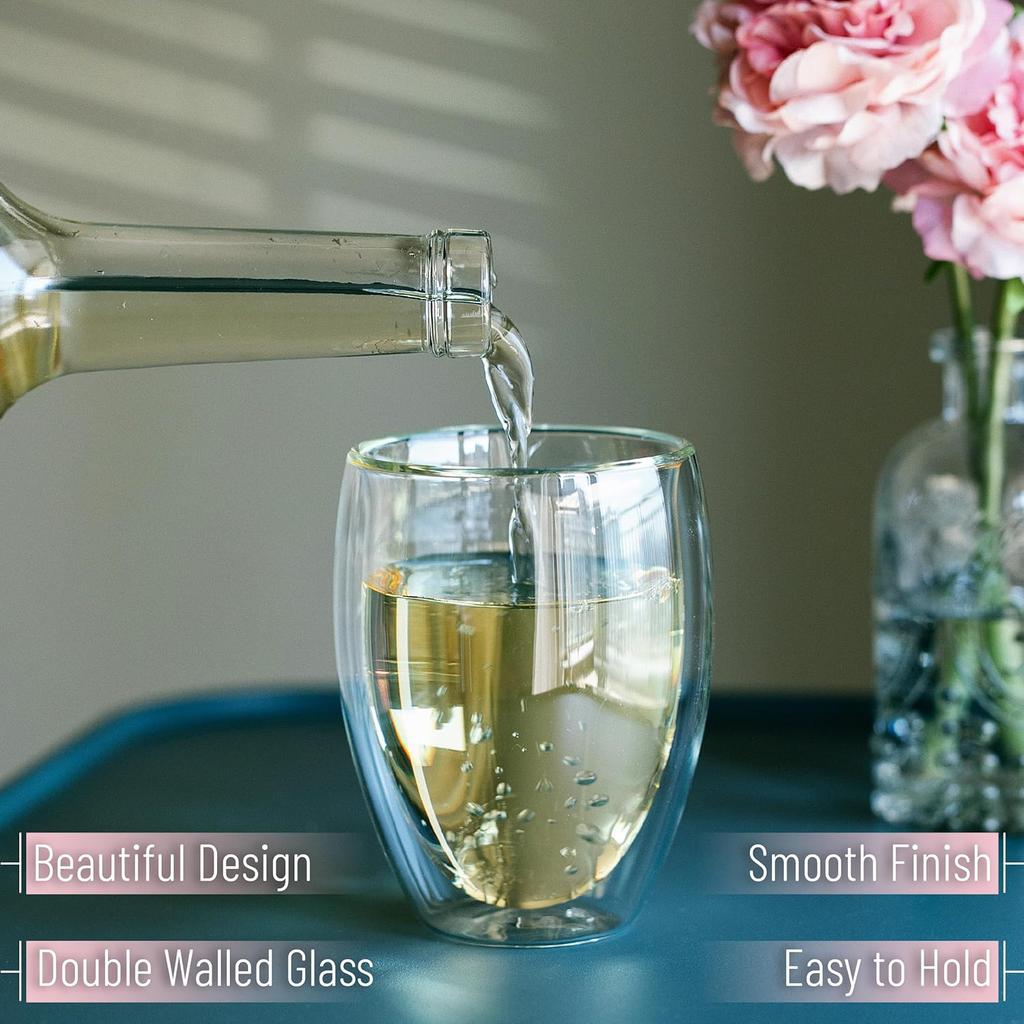 Doppelwandige Isoliergläser Kaffeetasse mit Silikondeckel, Hohes Borosilikatglas Kaffeetasse Tragbar 250/350/450ml Latte Tassen