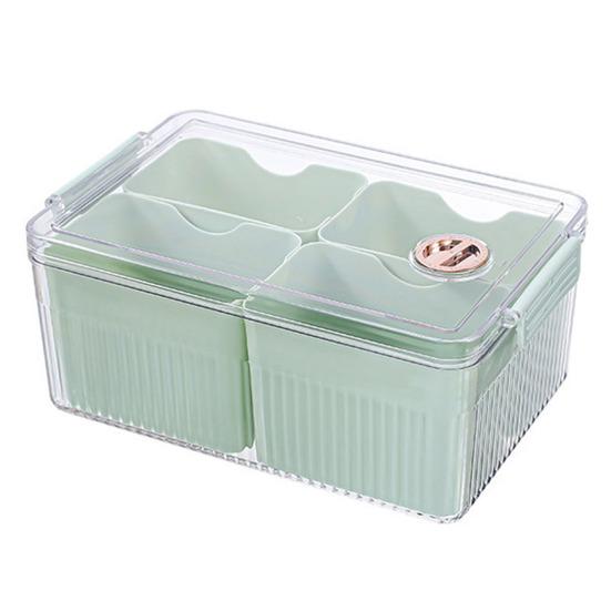 Box Bins Clear with 4 Detachable Refrigerator Storage Lid Large Capacity Rectangle Fridge Vegetables