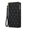For Samsung Galaxy S26+ Case Rhombus Stitching Leather Wallet Phone Cover with Long  /  Short Strap
