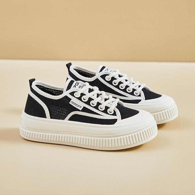 

инс тренд корейская версия парусиновых туфель женские 2025 лето новая студенческая беговая повседневная обувь кеды интернет-знаменитость уличная съемка J03 40 чёрный