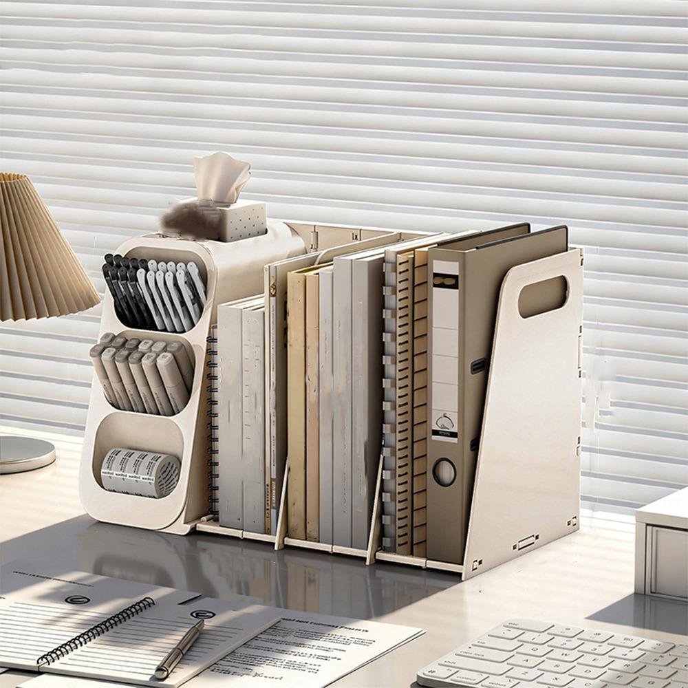 

Multi Compartments Student Book Shelf Foldable File Holder Desktop Storage Box School Environment 3 Grids Yellow